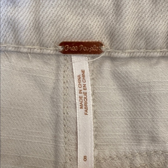 Free People Cream Mini Skirt with Distressed Hem - Picture 2 of 3